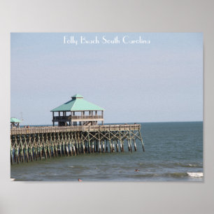 Póster Folly Beach SC, Pier, Charleston, fotografía