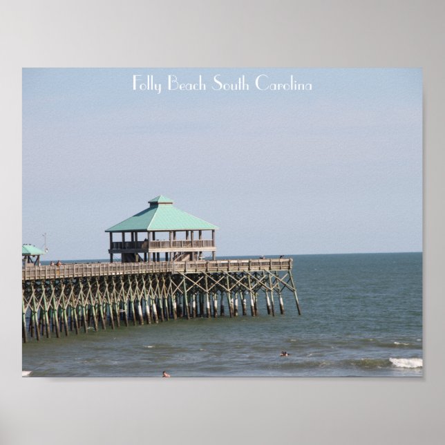 Póster Folly Beach SC, Pier, Charleston, fotografía (Frente)