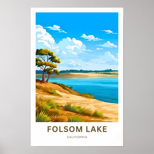Póster Folsom Lake California Travel Print (Frente)