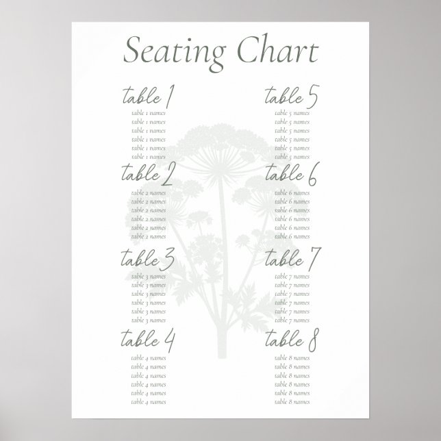Póster FONDNESS | Wedding Seating Chart Poster (Frente)