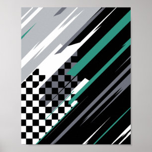 Póster Fondo abstracto de carreras con rayas diagonales