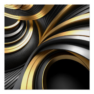 Póster Fondo abstracto de lujo con dorado y negro