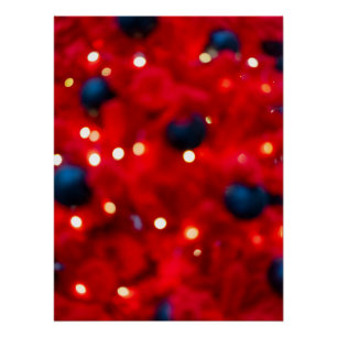 Póster Fondo abstracto de Navidad rojo con efecto Bokeh