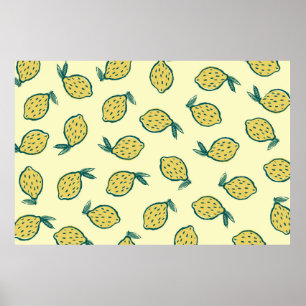 Póster Fondo amarillo con limones. Lemon. fondo w
