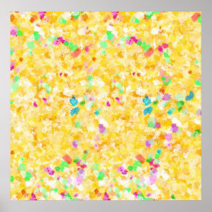 Póster Fondo amarillo de flores