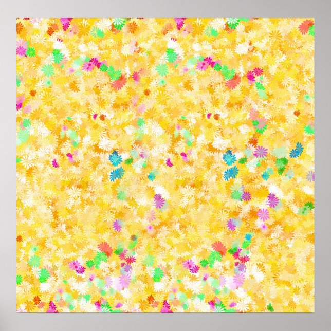 Póster Fondo amarillo de flores (Frente)