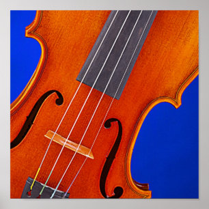 Póster Fondo azul de violín o Poster de viola