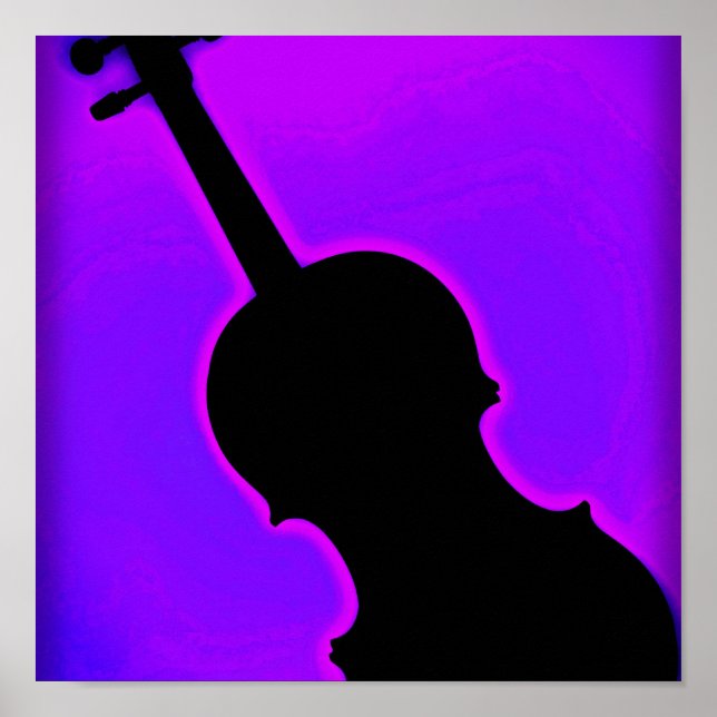 Póster Fondo azul de violín o Poster de viola (Frente)