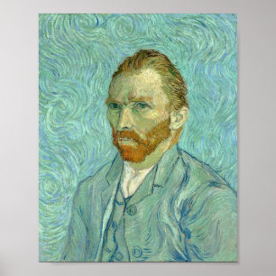 Póster Fondo azul del autorretrato de Vincent Van Gogh