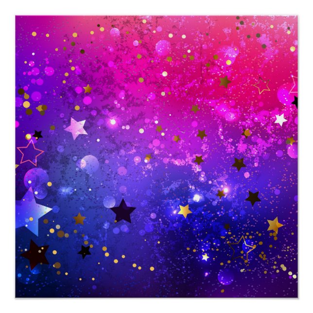 Póster Fondo azul rosa brillante (Anverso)