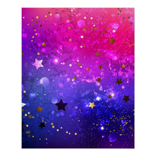 Póster Fondo azul rosa brillante (Anverso)