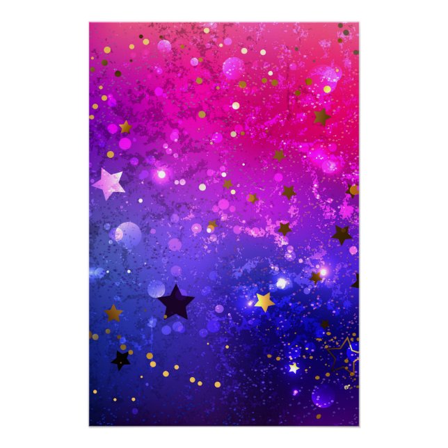 Póster Fondo azul rosa brillante (Anverso)