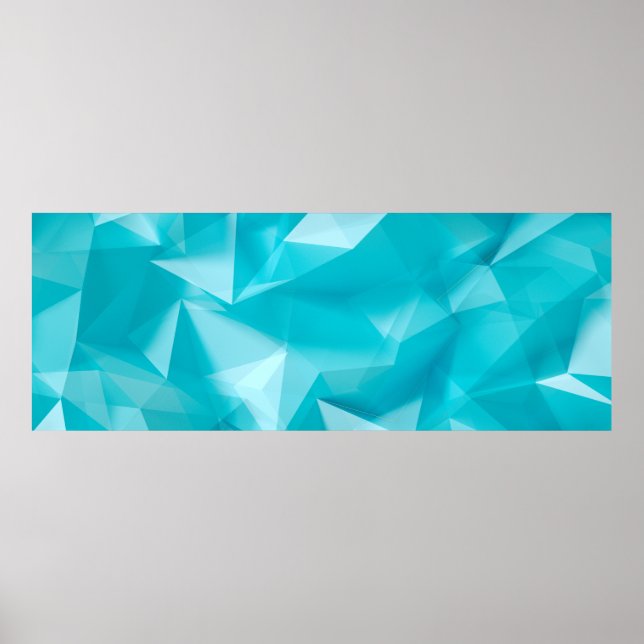 Póster Fondo azul turquesa con cristales, triángulo (Frente)