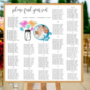 Póster Fondo blanco Floral Vintage Boho Mason Jar