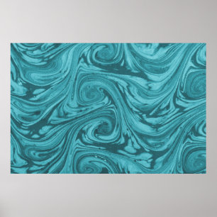 Póster Fondo con arcos y curvas en tonos turquesa,