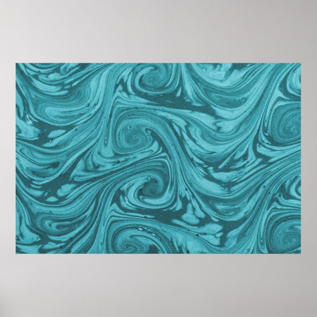 Póster Fondo con arcos y curvas en tonos turquesa, (Frente)