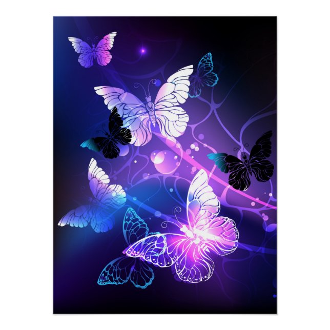 Póster Fondo con mariposas nocturnas (Anverso)