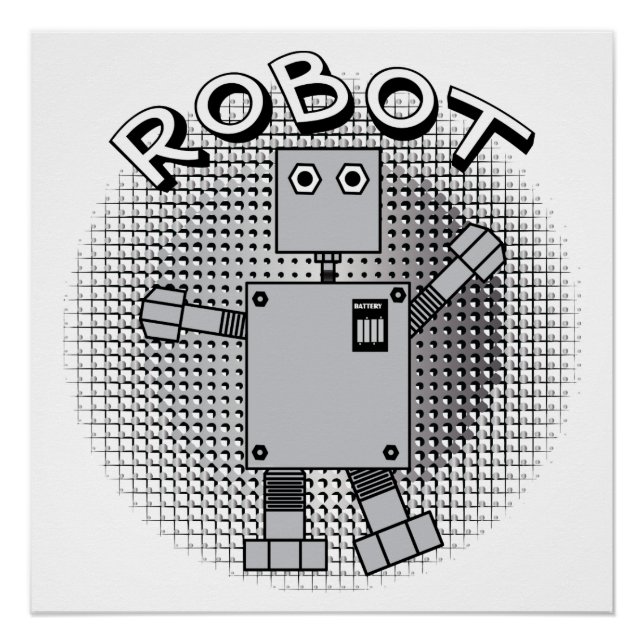 Póster Fondo con patrón de texto robot (Anverso)