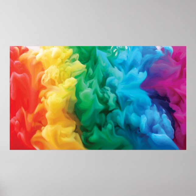 Póster fondo con una nube de humo en arco iris (Frente)