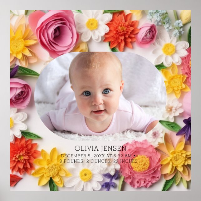 Póster Fondo de agua personalizado con flores rosadas par (Frente)