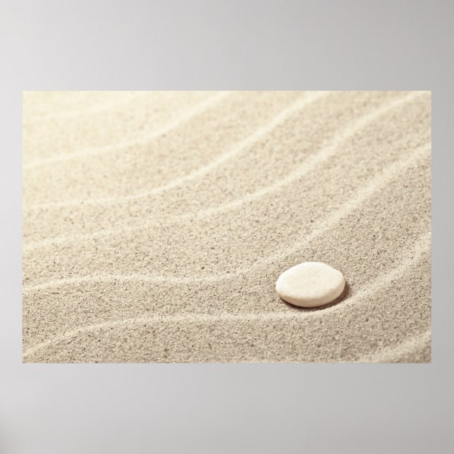 Póster Fondo de arena con piedra blanca (Frente)