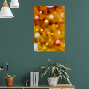 Póster Fondo de Bokeh de Navidad en Oro Festivo