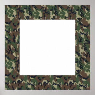 Póster Fondo De Camuflaje Forestal Militar Con Color Blan