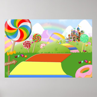 Póster Fondo de Candyland, Fondo de fiesta de Candyland