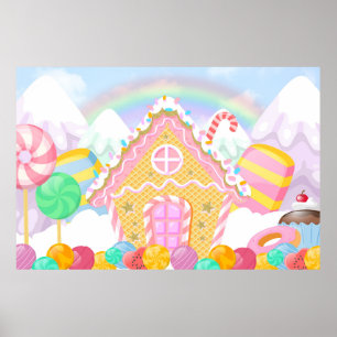Póster Fondo de Candyland Tema de Candyland