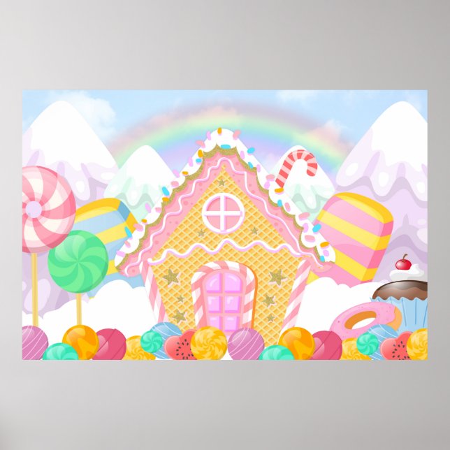Póster Fondo de Candyland Tema de Candyland (Frente)
