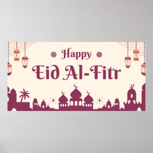Póster Fondo de carteles de fiesta de Eid Mubarak feliz 