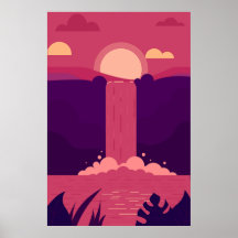 Fondo de cascada vectorial en el Poster Sunset