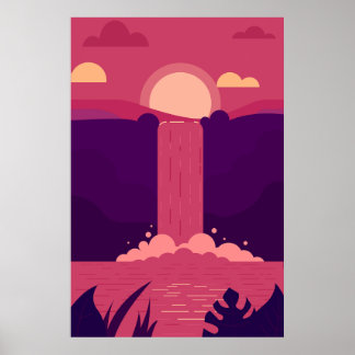 Póster Fondo de cascada vectorial en el Poster Sunset