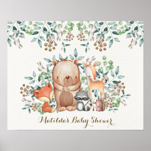 Póster Fondo de Cumpleaños para Baby Shower de Animales d