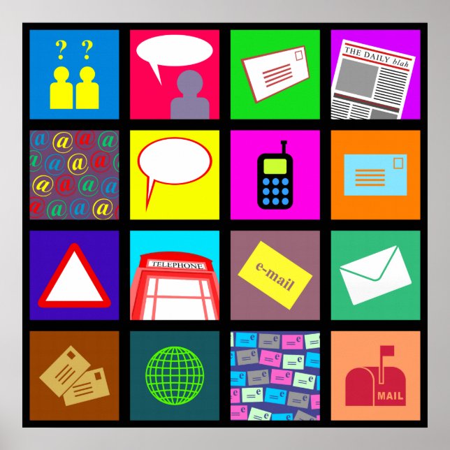 Póster Fondo de escritorio de mosaico de comunicación (Frente)