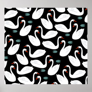 Póster Fondo de escritorio Seamless de White Swans Lake