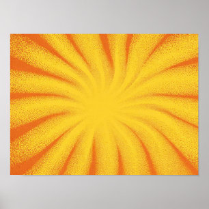 Póster Fondo de explosión solar amarillo - Textura retro