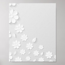 Póster fondo de flor de papel blanco