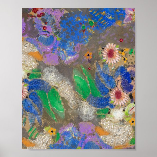 Póster Fondo de flores abstractas de Odilon Redon. (Frente)
