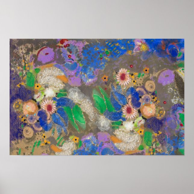 Póster Fondo de flores abstractas de Odilon Redon.   (Frente)