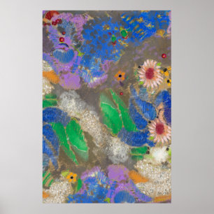 Póster Fondo de flores abstracto de Odilon Redon.LGE