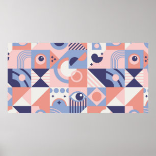 Póster Fondo de formas geométricas cuadradas. Estética en