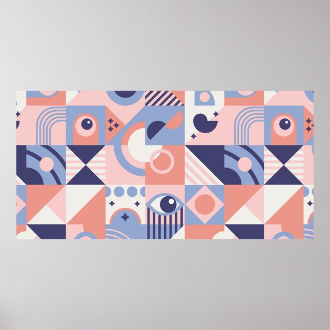 Póster Fondo de formas geométricas cuadradas. Estética en (Frente)