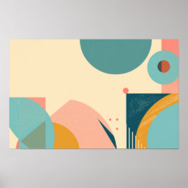 Póster Fondo de formas geométricas en azul y rosa