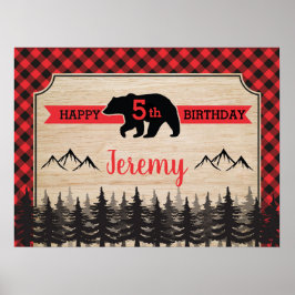 Póster Fondo de foto para fiesta de cumpleaños de leñador