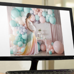 Póster Fondo de fotografía en globo de Baby Shower de Pas