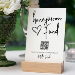 Póster Fondo de Honeymoom boda con Rótulo de código QR