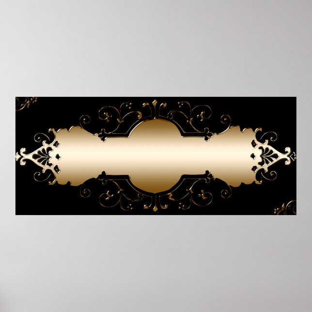 Póster Fondo de imagen dorado negro (Frente)