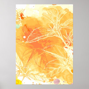 Póster Fondo de la acuarela del vector y flores