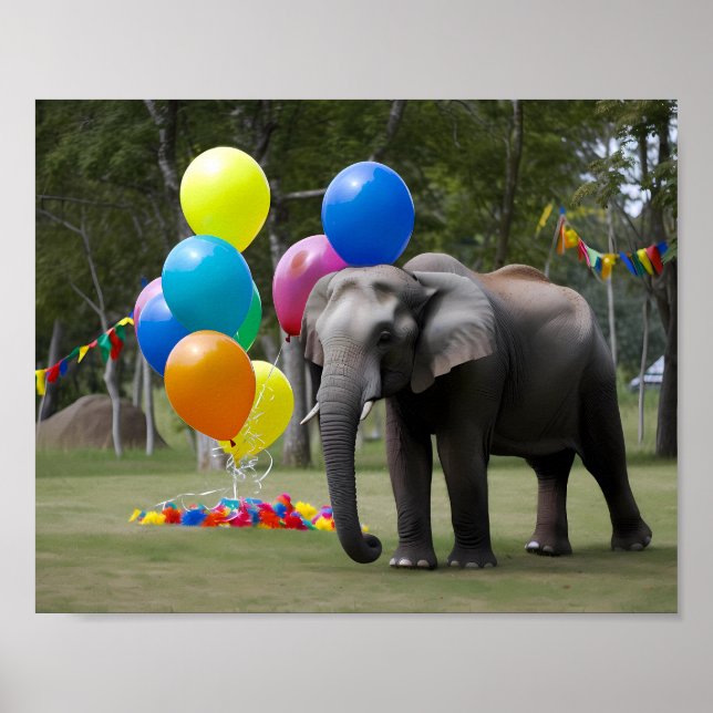 Póster Fondo de la Fotografía del Elefante de la Fiesta d (Frente)